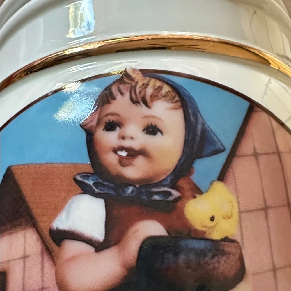 1991 Hummel Danbury Mint Porcelain Cookie Jar Canister Germany Feeding Time